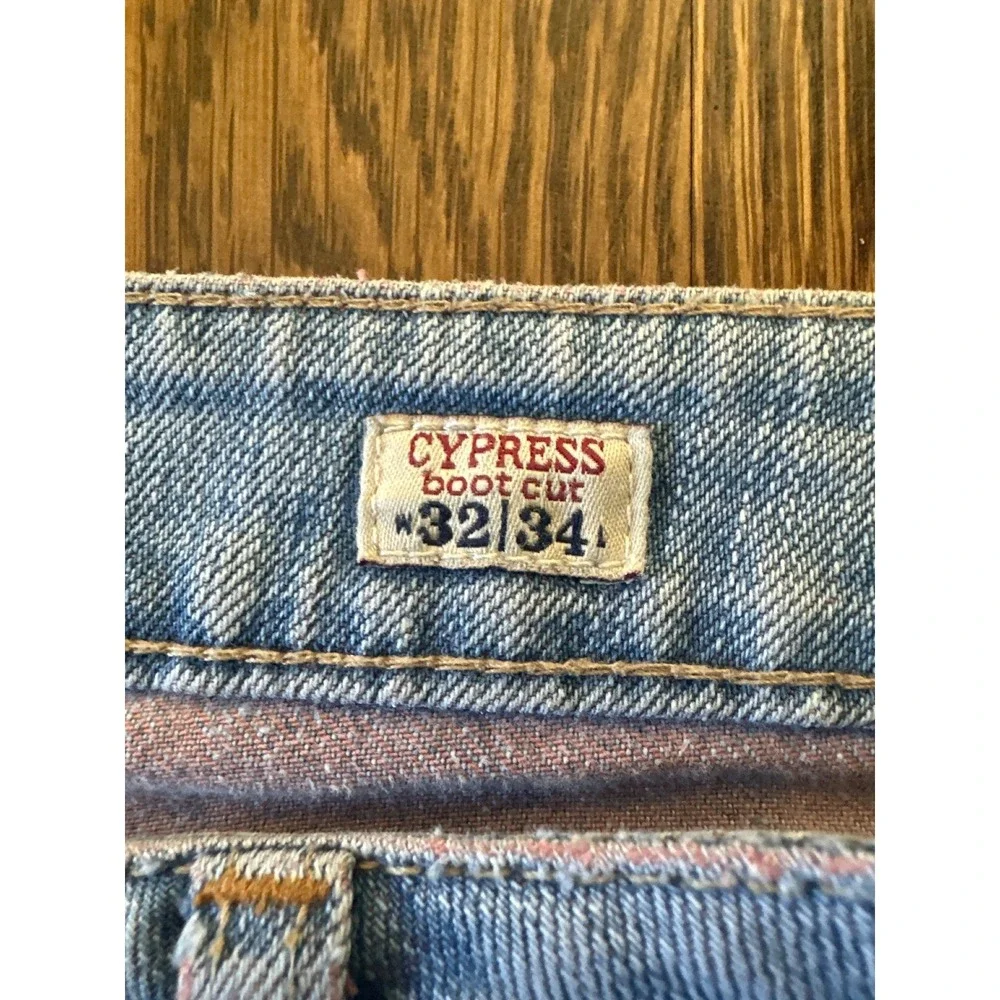 Y2K MEK DNM Cypress Bootcut Flare Jeans Distressed Faded 38x33 Embroidered